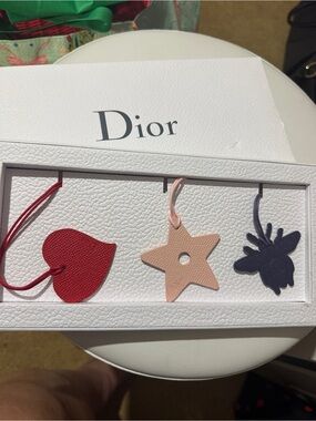 Dior Leather Charm Set - Red, Blush, Navy